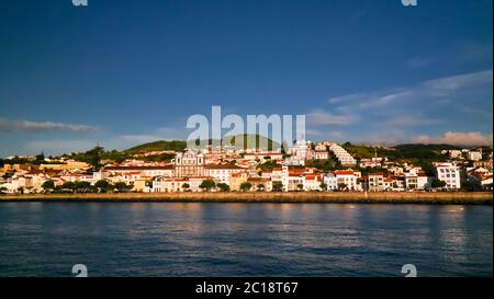 Sea view to Horta marina and city, Faial island, Azores, Portugal Stock Photo