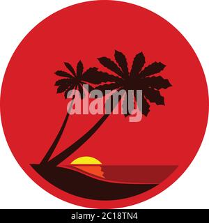 Silhouette of a palm trees at sunset Stock Vector
