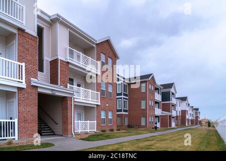 Large apartment complex in a receding view Stock Photo