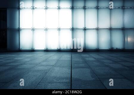empty marble floor and glass wall Stock Photo