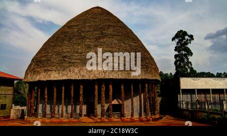 View to Chiefdom headquarters aka Chefferie, the Main Symbol of Bandjoun, Cameroon Stock Photo