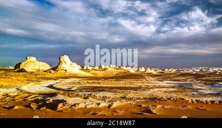 Abstract nature sculptures in White desert, Sahara Egypt Stock Photo