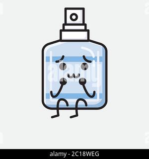 An Illustration of Cute Hand Sanitizer Mascot Vector Character in Flat Design Style Stock Vector