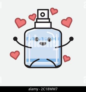 An Illustration of Cute Hand Sanitizer Mascot Vector Character in Flat Design Style Stock Vector
