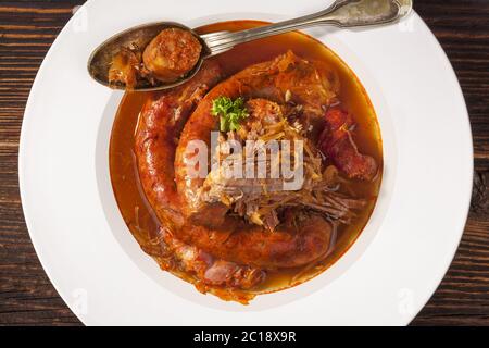 Traditional european cabbage soup. Kapustnica. Stock Photo