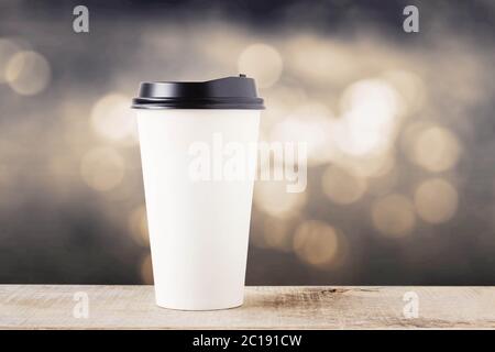 Coffee cup on wooden. Stock Photo