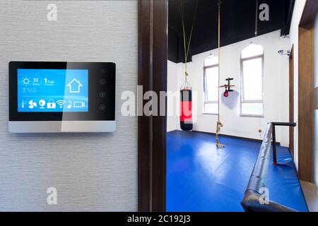 smart screen with smart home with modern gym Stock Photo