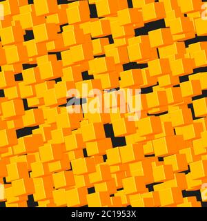 Gold Cubes Seamless Pattern on Black Stock Vector