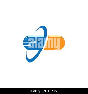Medical technology logo design concept vector template illustration Stock Vector