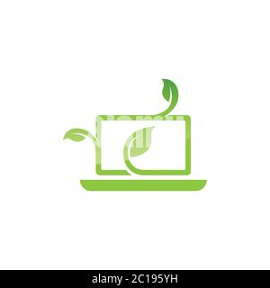 Green Technology logo designs concept, leaf technology logo design, Nature Technology Logo. Stock Vector