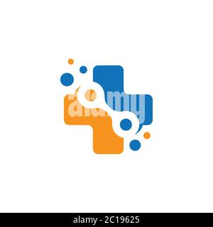 Medical technology logo design concept vector template illustration Stock Vector