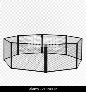 MMA cage. Octagon isometric view. Vector flat illustration. Stock Vector