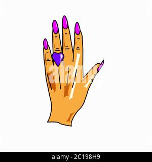woman's hand with a ring, drawing, vector, isolate, Sticker Stock Vector