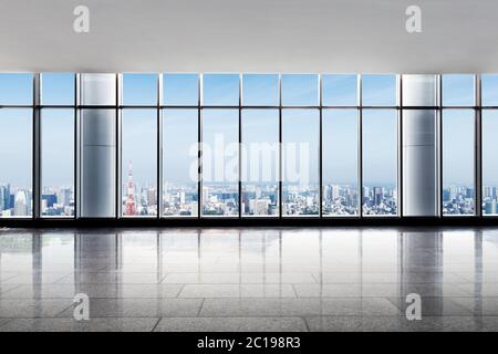 empty office with modern cityscape Stock Photo