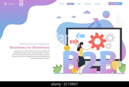 Vector web header template of business to business system Stock Vector