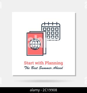Vector simple company logo example - summer planning Stock Vector
