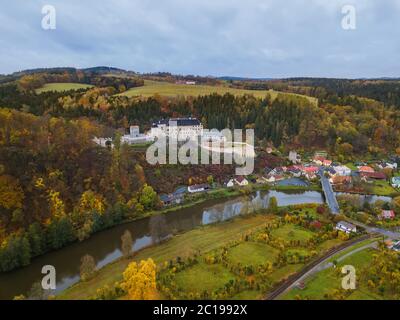 Castle Sternberk in Czech Republic - aerial view Stock Photo