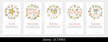 Vertical vector summer five banners - sea life Stock Vector