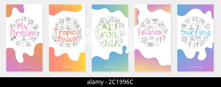 Vertical vector summer five banners - sun health Stock Vector