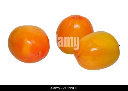 Fresh ripe persimmons isolated on white background Stock Photo