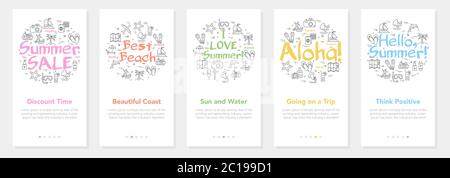 Vertical vector summer five banners - summer sale and best beach Stock Vector