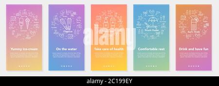 Vertical vector summer five banners - sun health Stock Vector