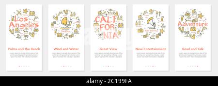Vertical vector summer five banners - Los Angeles, California Stock Vector