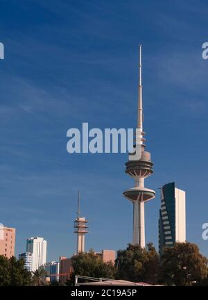 Exterior view to Kuwait Telecommunications Tower aka Liberation Tower, Kuwait Stock Photo