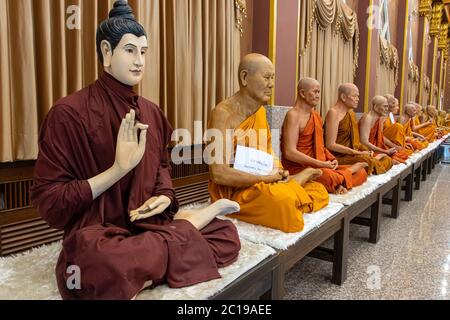 AYUTTHAYA, THAILAND, JUN 03 2020, The figures of the Buddhist monks at Buddhist temple Wat Khun Inthapramun, Thailand. Stock Photo