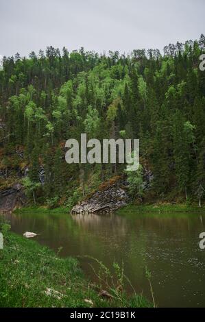 Summer mist along the Williams River, a rushing mountain stream as seen ...