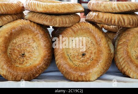 Traditional uzbek bread Stock Photo