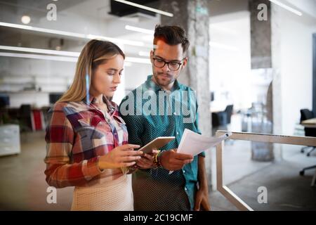 Creative professional designers brainstorming in office. Business, design, work, idea concept Stock Photo