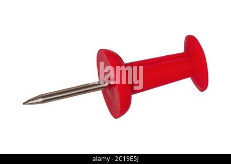 Red pushpin isolated on a white background Stock Photo