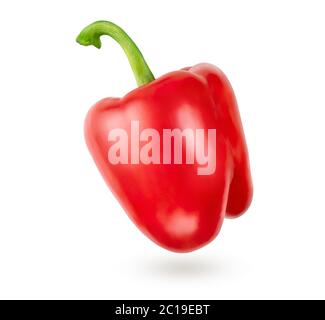 Sweet bell red pepper isolated on white background with clipping path. Stock Photo