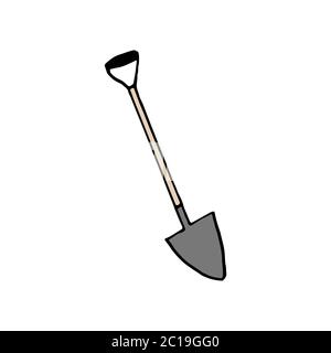 Isolated on white background picture a shovel, hand-drawing, doodle, vector Stock Vector