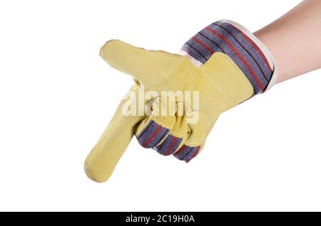 Working mens gloves on white background Stock Photo