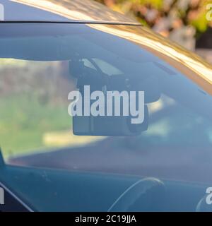 Square crop Windshield of sheriffs car with dashboard camera Stock Photo