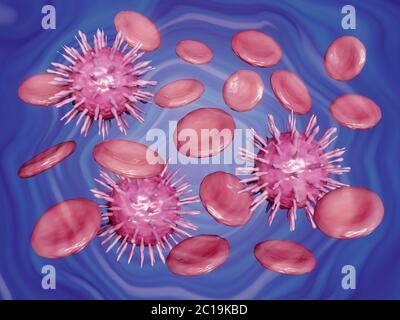 Viruses infect the human body, blood vessel virus. 3d render, 3d illustration Stock Photo