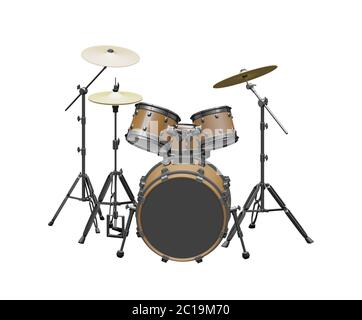 drum kit isolated on white background. 3d illustration Stock Photo