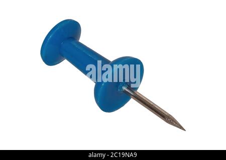 Blue pushpin isolated on a white background Stock Photo