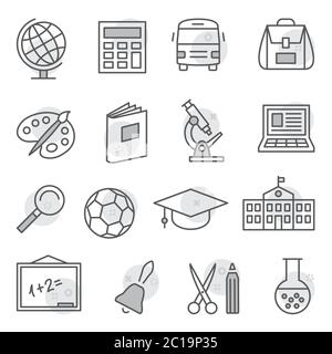 School and Education Icons on white background Stock Vector