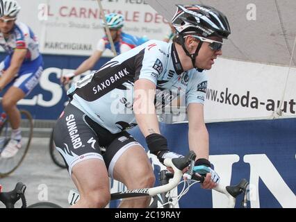 Nick Nuyens of Saxo Bank Sungard during the Tirreno Adriatico  2011, Stage 6 cycling race,Ussita - Macerata (178 Km) on March14, 2011 in Macerata, Italie - Photo Laurent Lairys / DPPI Stock Photo