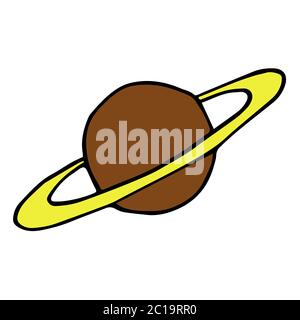 Saturn isolated on white background, vector, hand-drawing Stock Vector