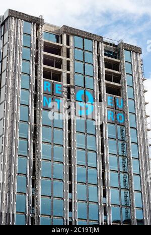 Rent 9 Euro large text sign on office building construction site as office space renting out in Sofia Bulgaria, Eastern Europe, Balkans, EU as of 2020 Stock Photo