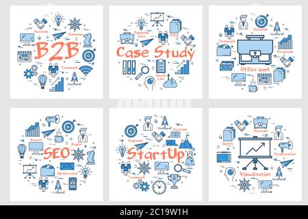 Banners - b2b concept, case study, startup and seo Stock Vector