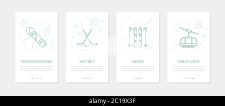 Vector four winter sport vertical mobile banners Stock Vector