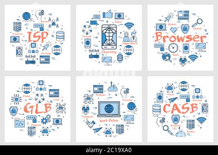 Six banners - ISP, Chatting, Browser Stock Vector