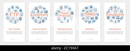 Vector five internet banners - FTP, Latency and bandwidth Stock Vector