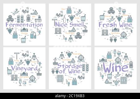 Best Wine round linear concept Stock Vector