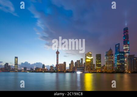 modern buildings near water in modern city Stock Photo